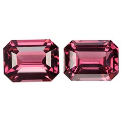 Faceted octagon pink garnet pair, 8.1 cts