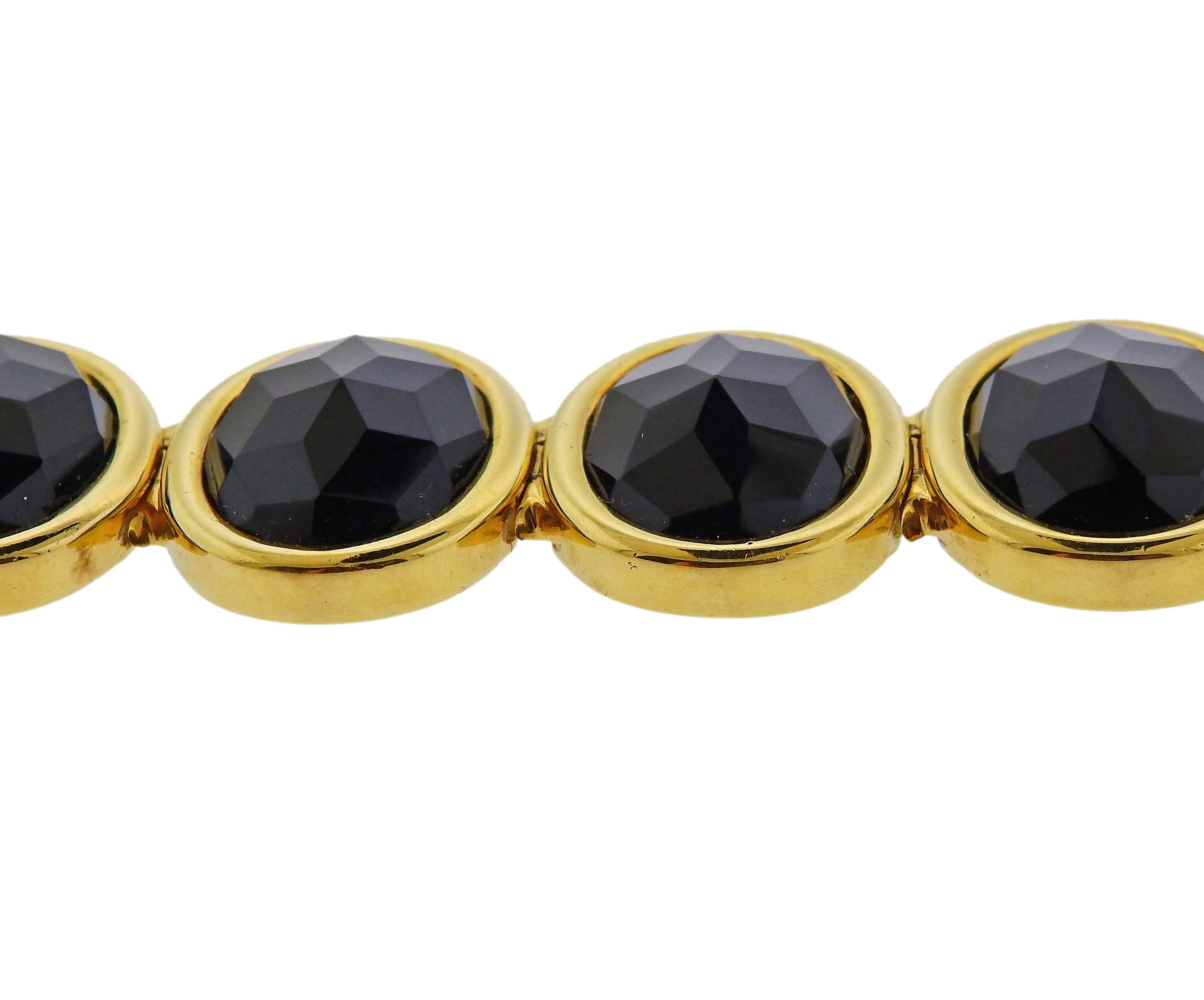 Faceted Onyx Gold Bracelet In Excellent Condition For Sale In New York, NY