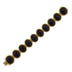 Vintage Faceted Onyx Gold Bracelet