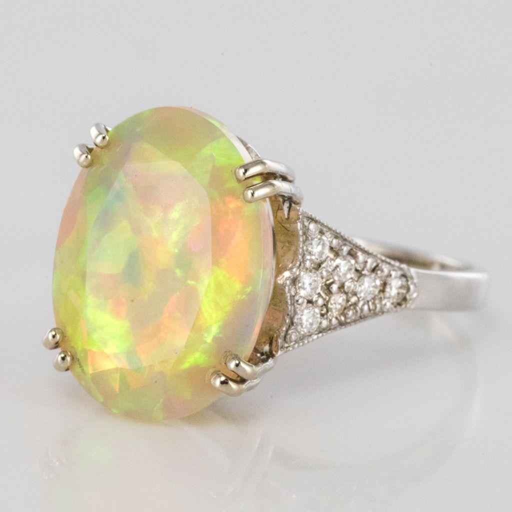 faceted opal engagement ring