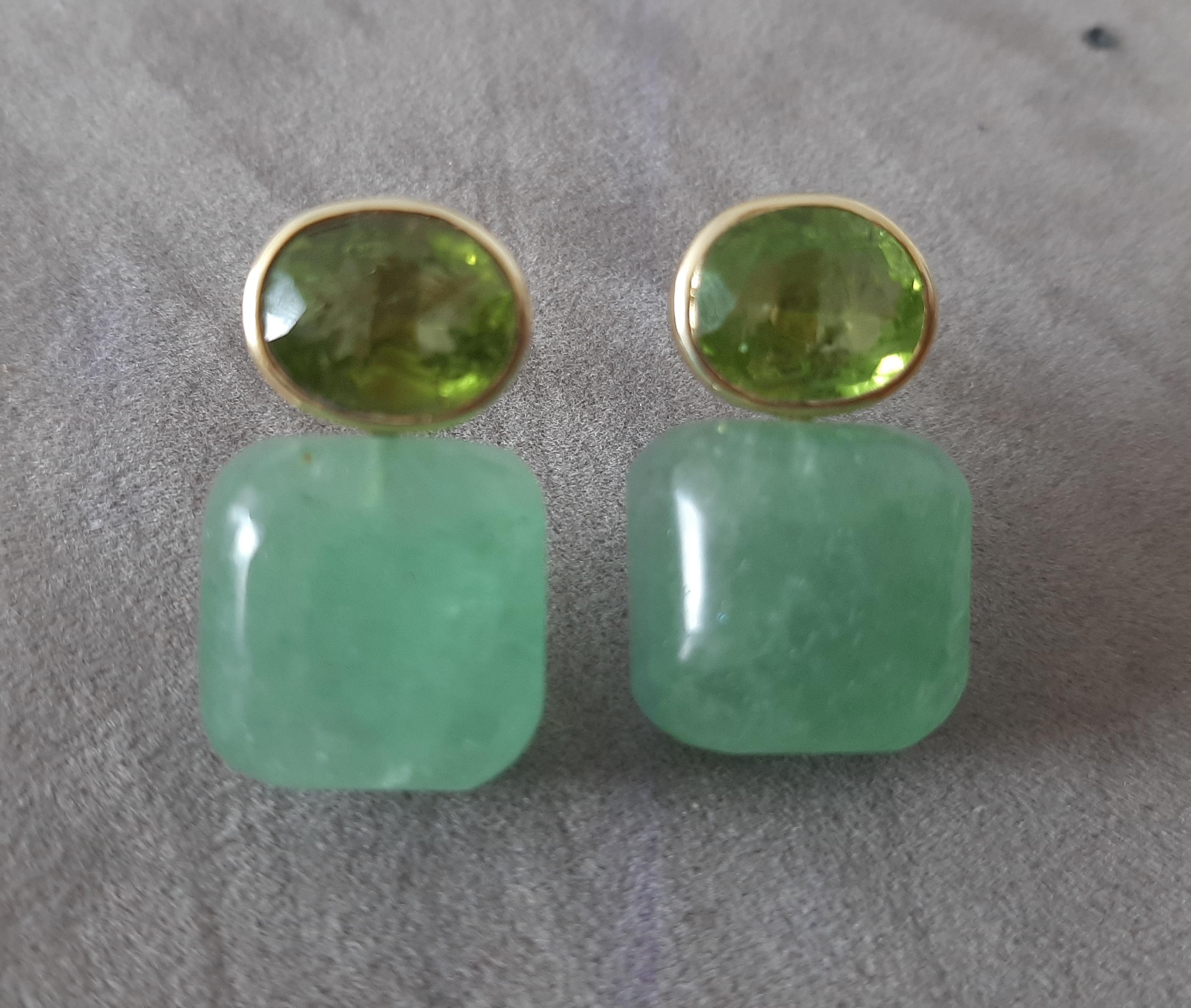 Ovale sfaccettato  Peridoto  Greene & Greene  Forma a cuscino in oro giallo massiccio 14K in vendita 5