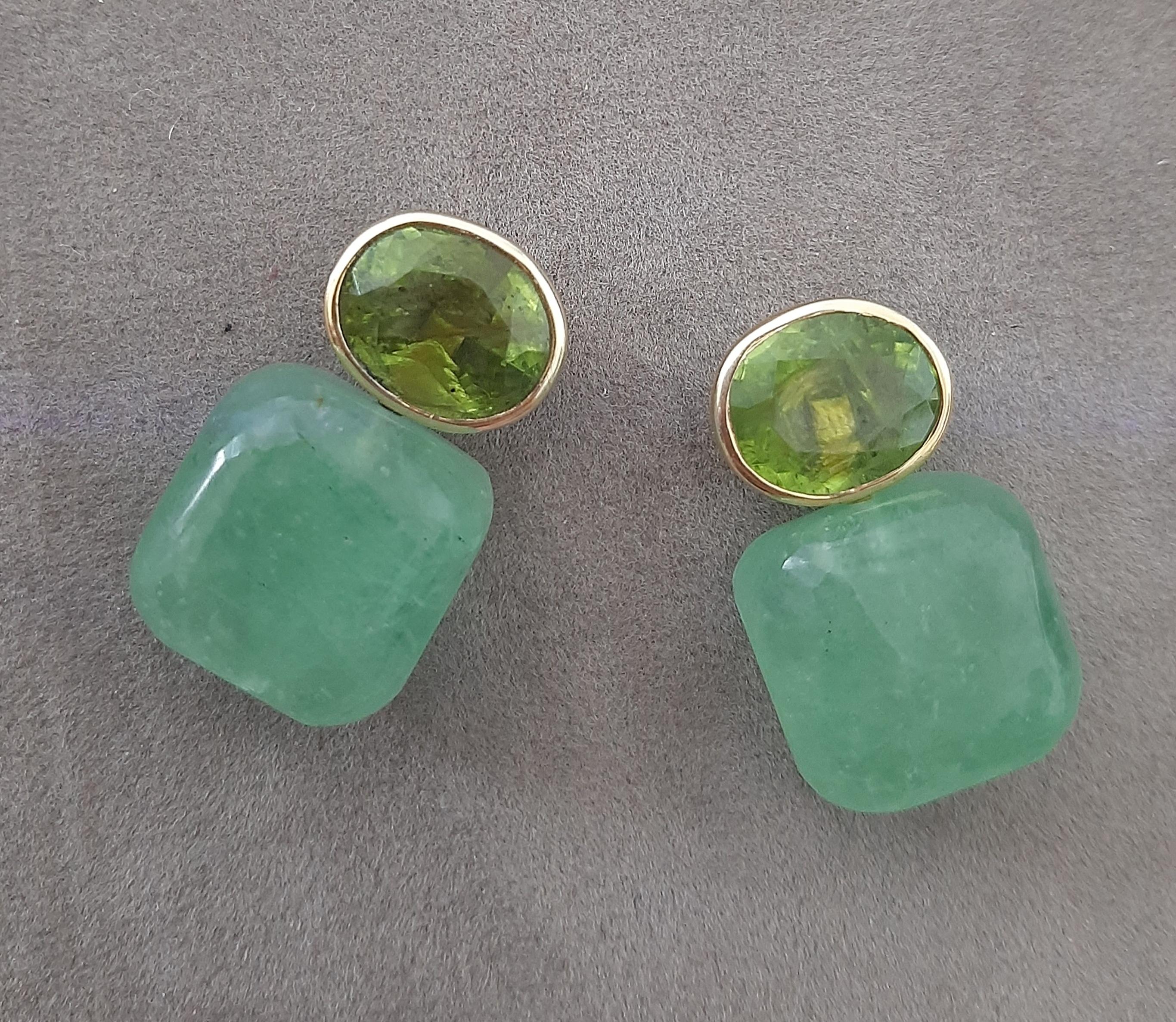 Ovale sfaccettato  Peridoto  Greene & Greene  Forma a cuscino in oro giallo massiccio 14K in vendita 6