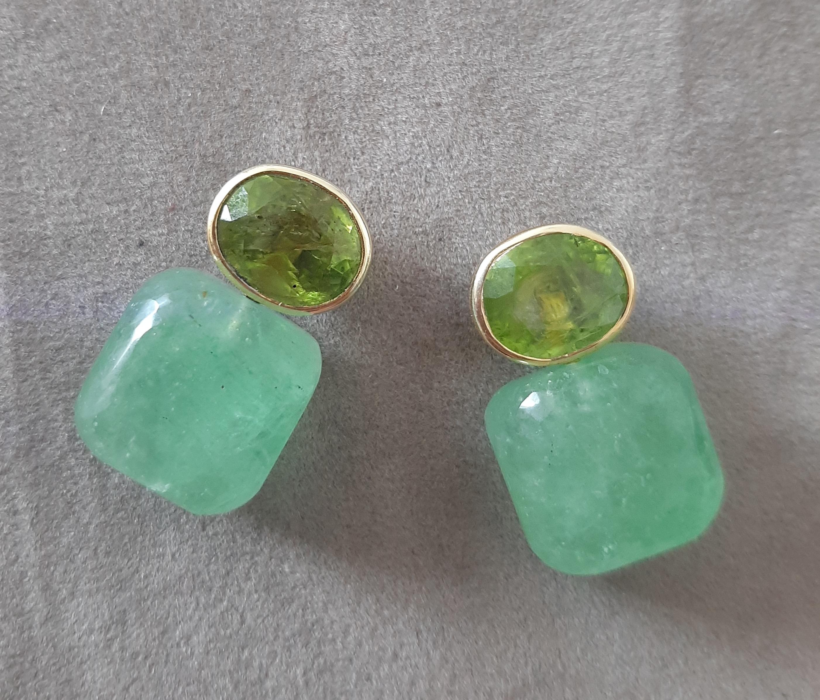 Ovale sfaccettato  Peridoto  Greene & Greene  Forma a cuscino in oro giallo massiccio 14K in vendita 7