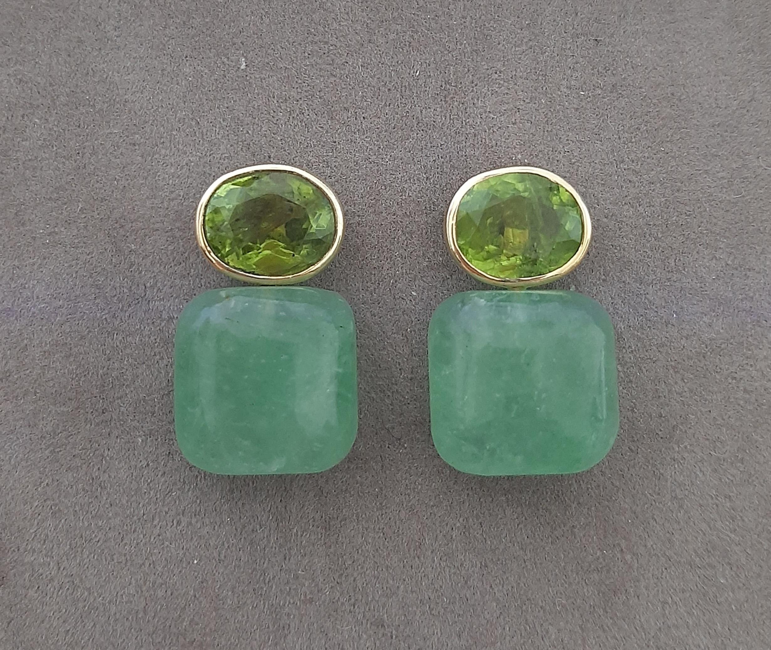 Ovale sfaccettato  Peridoto  Greene & Greene  Forma a cuscino in oro giallo massiccio 14K in vendita 10
