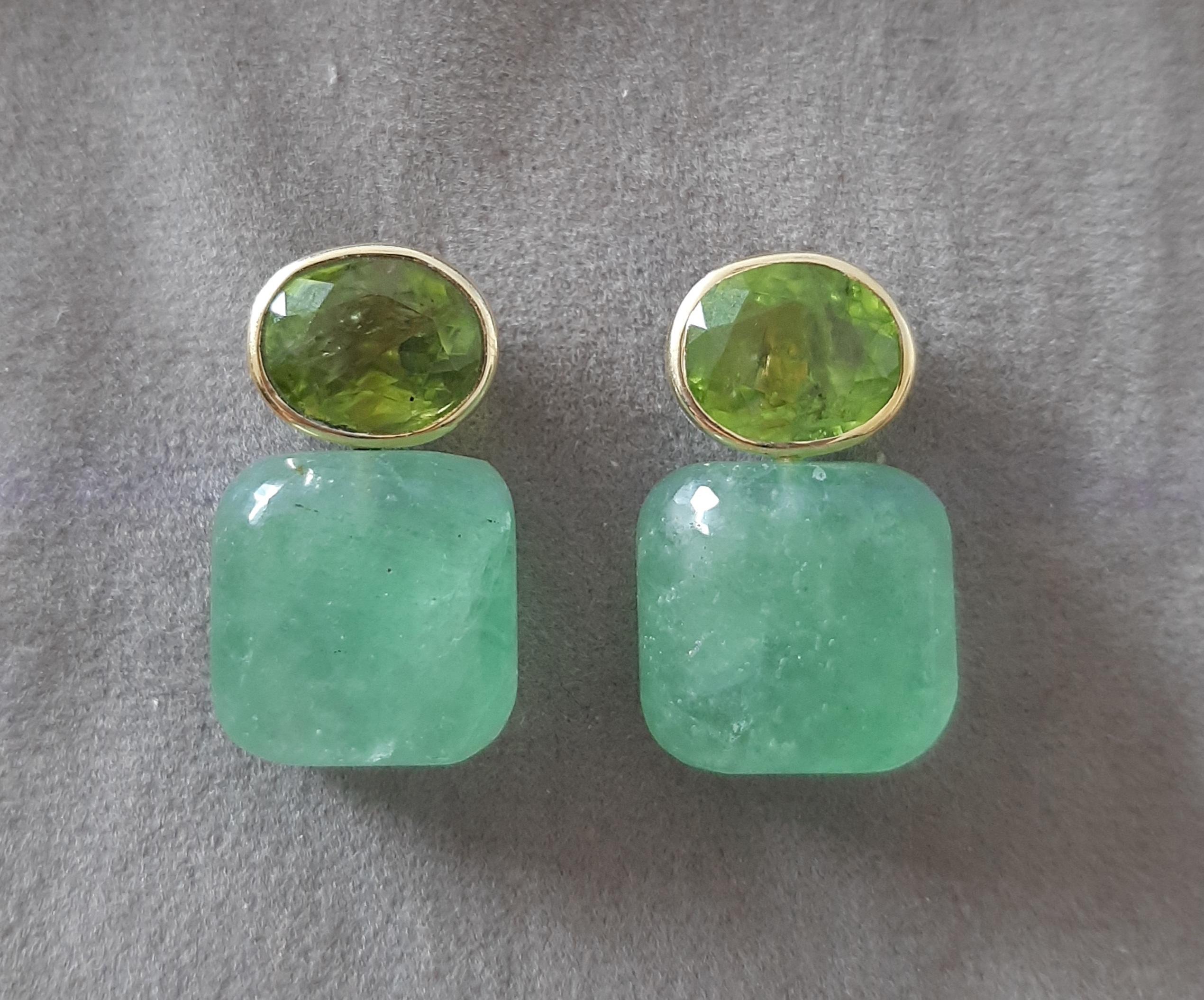 Ovale sfaccettato  Peridoto  Greene & Greene  Forma a cuscino in oro giallo massiccio 14K in vendita 11