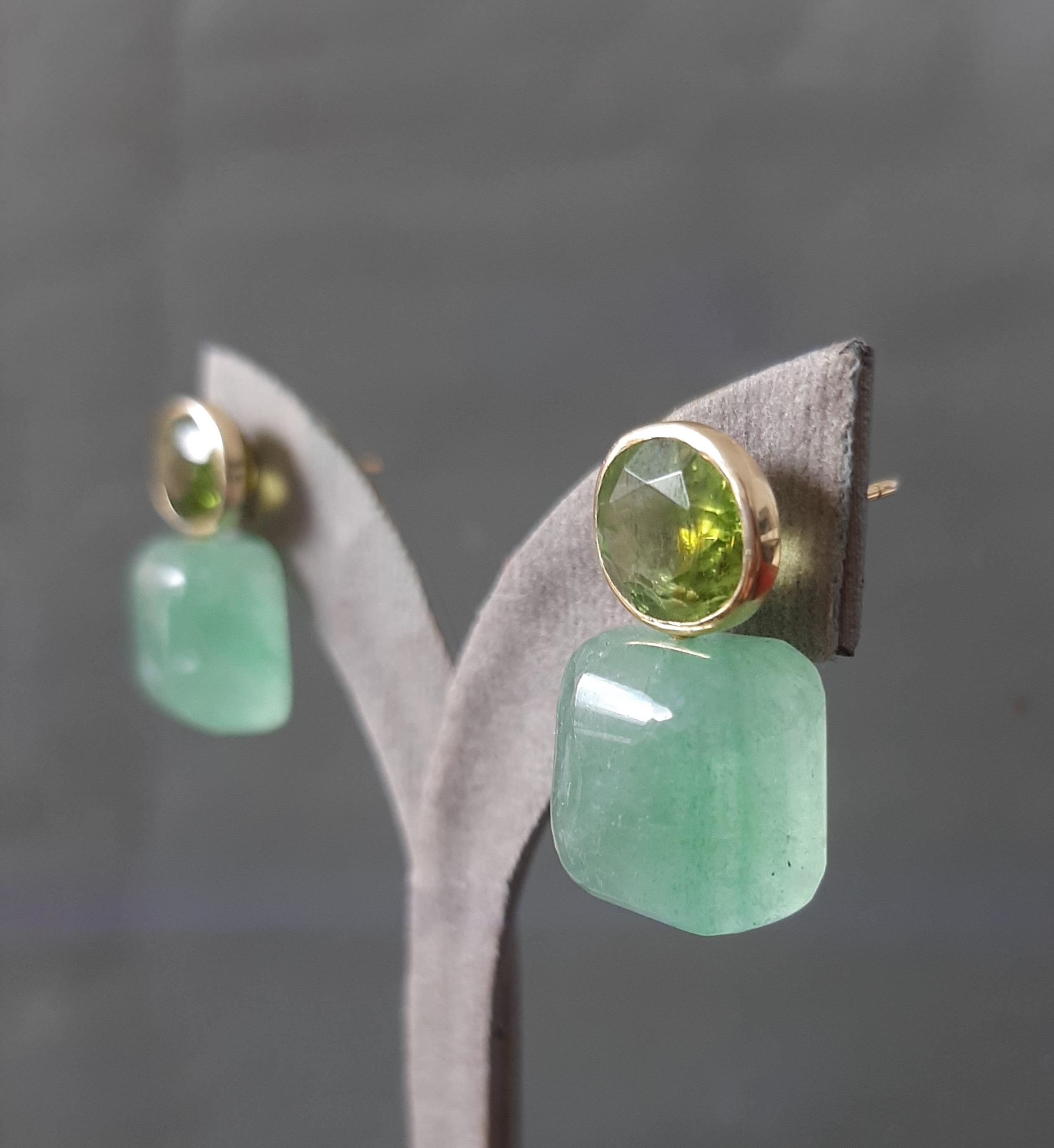 Ovale sfaccettato  Peridoto  Greene & Greene  Forma a cuscino in oro giallo massiccio 14K In condizioni Nuovo in vendita a Bangkok, TH