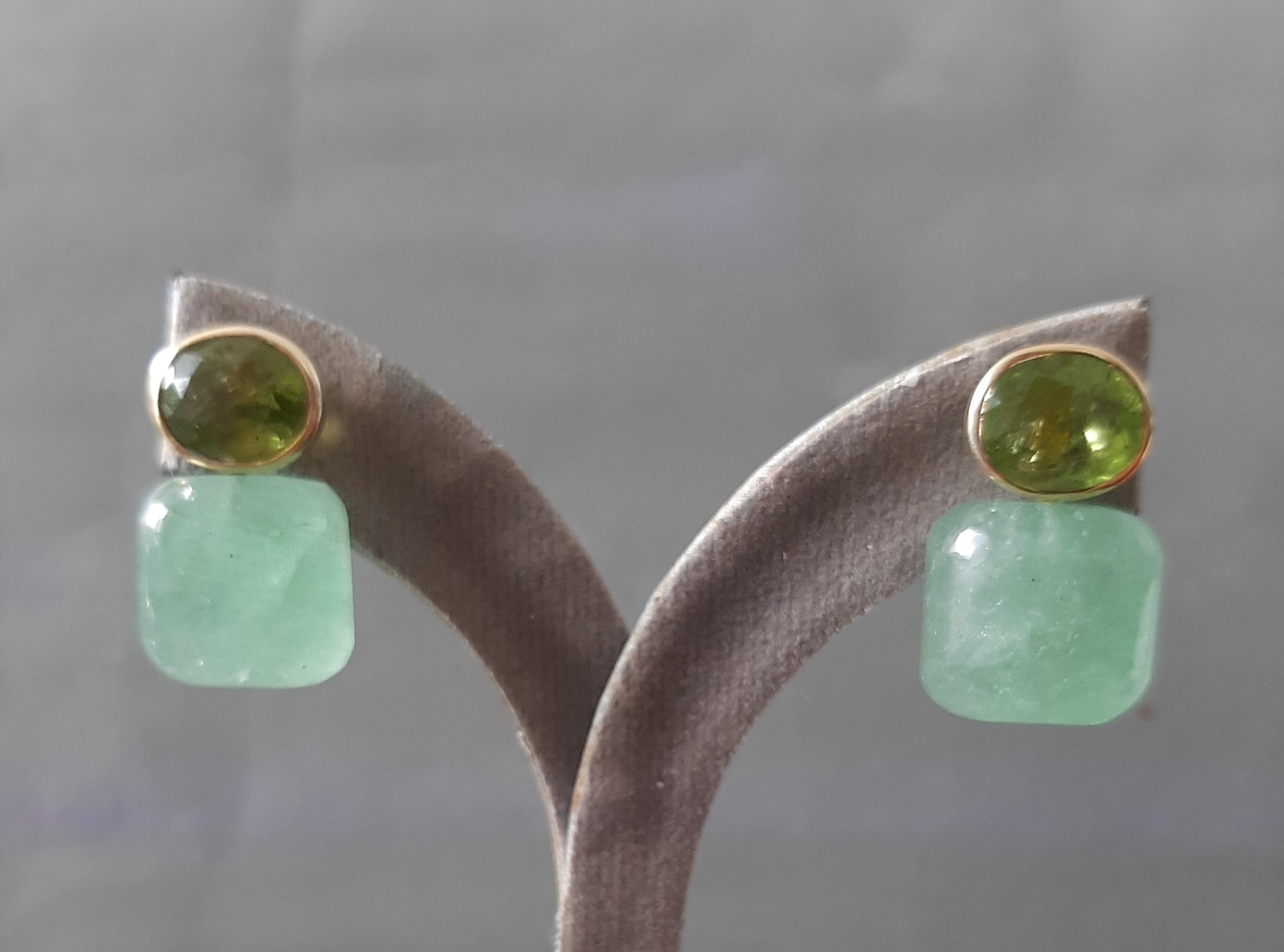Donna Ovale sfaccettato  Peridoto  Greene & Greene  Forma a cuscino in oro giallo massiccio 14K in vendita