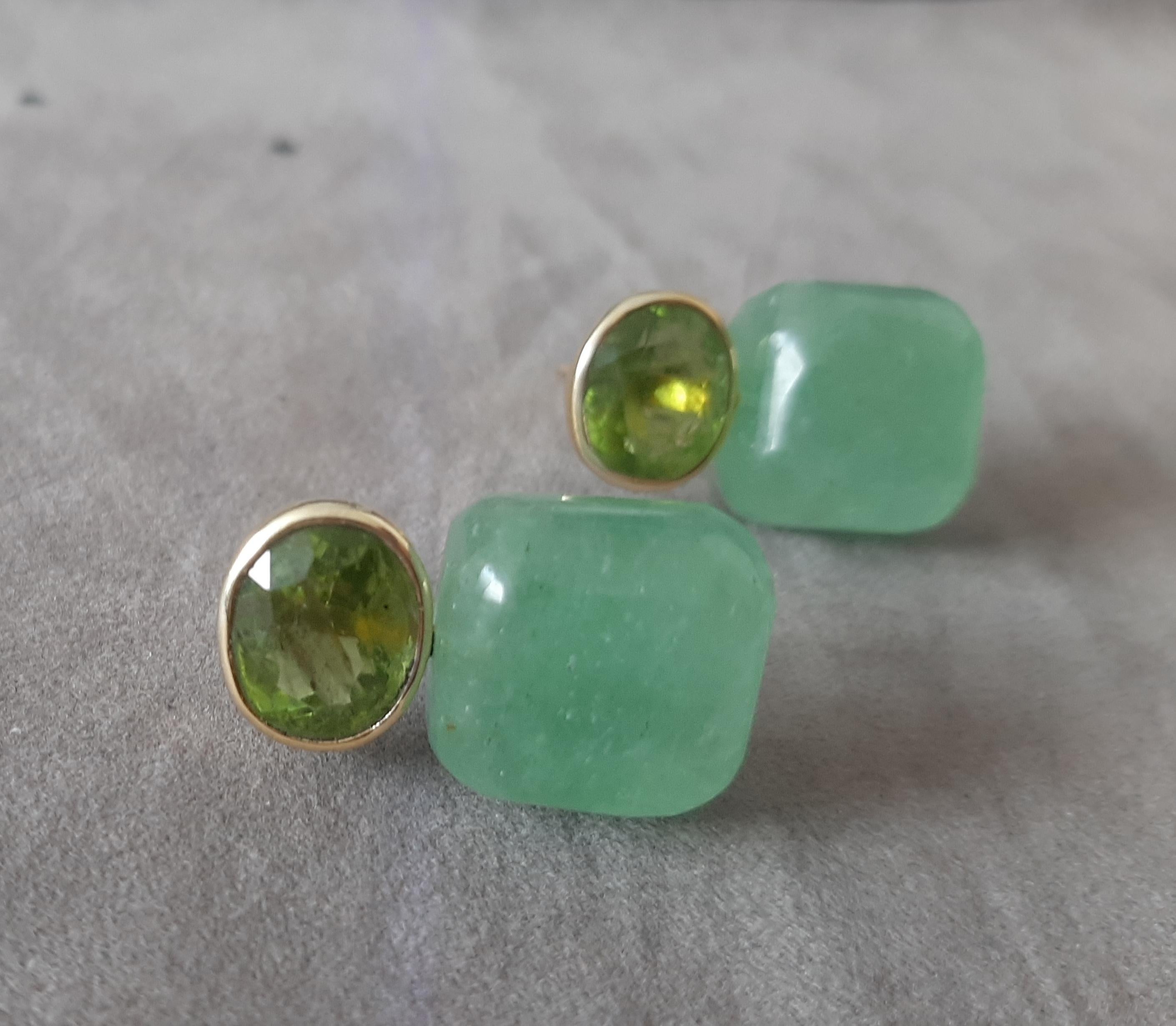 Ovale sfaccettato  Peridoto  Greene & Greene  Forma a cuscino in oro giallo massiccio 14K in vendita 1