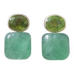 Ovale sfaccettato  Peridoto  Greene & Greene  Forma a cuscino in oro giallo massiccio 14K