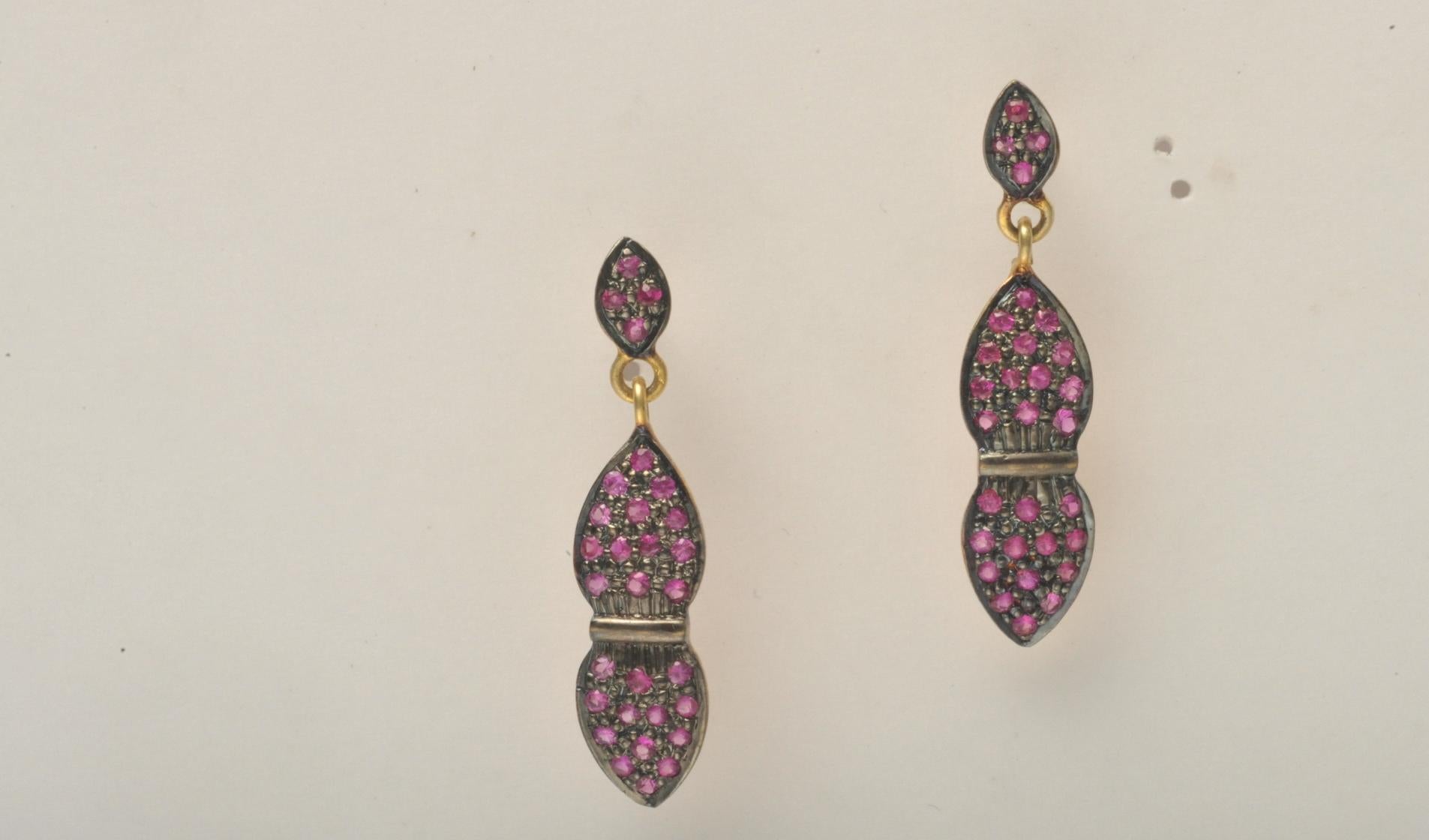 Women's Faceted Pave, Set Ruby Earrings in Gold and Sterling Silver