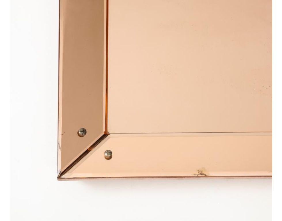 Faceted Peach/Pink Glass Mirror in the Manner of Fontana Arte For Sale 2
