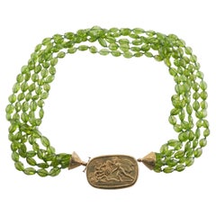 Faceted Peridot Bead Gold Multi Strand Necklace