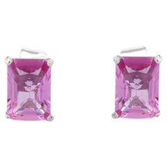 Faceted Pink Sapphire Stud Earrings in 18K White Gold