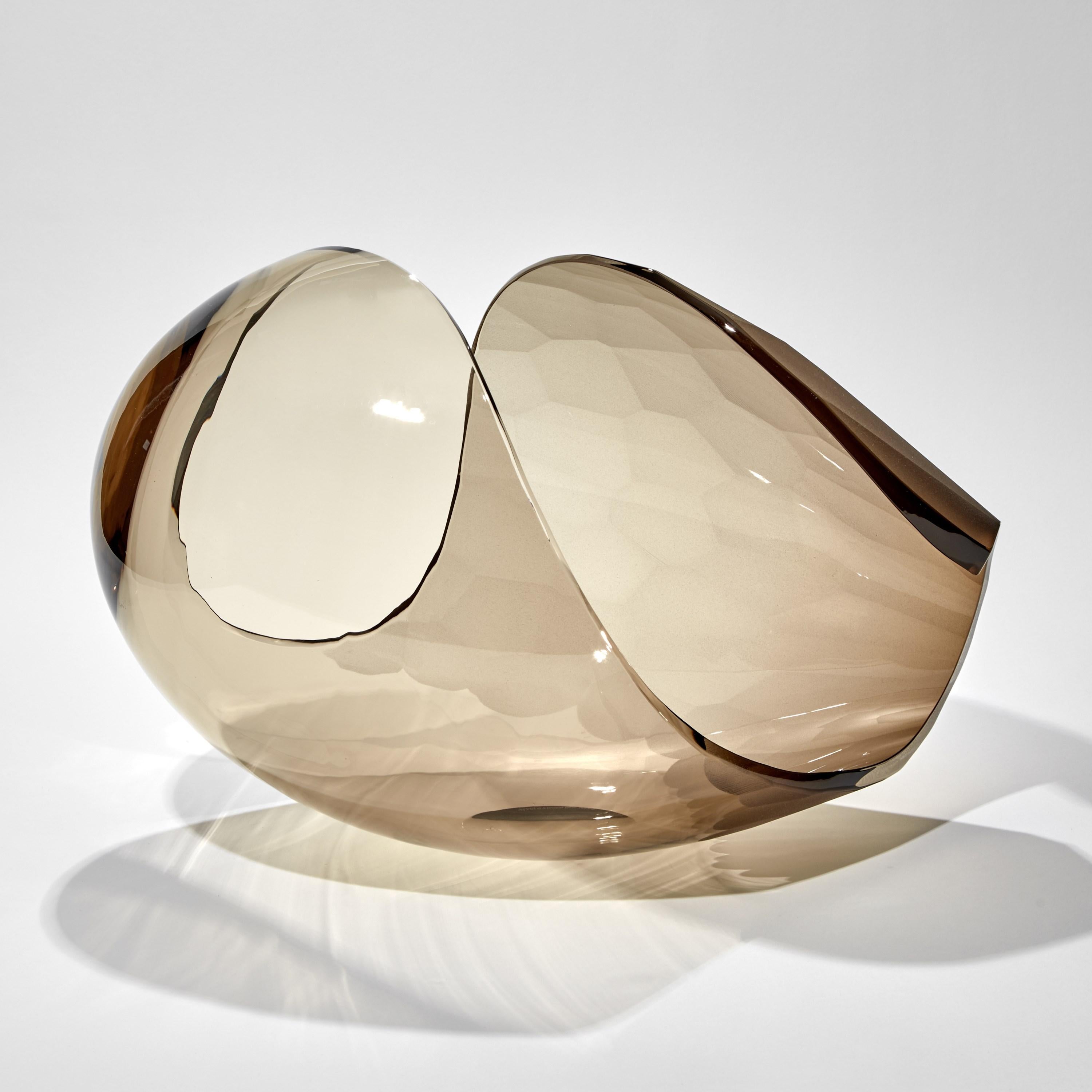 Organic Modern  Faceted Planet in Bronze, a unique Glass Sculpture by Lena Bergström
