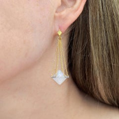 Rainbow Moonstone White Diamond Chain Drop Earrings, Lauren Harper
