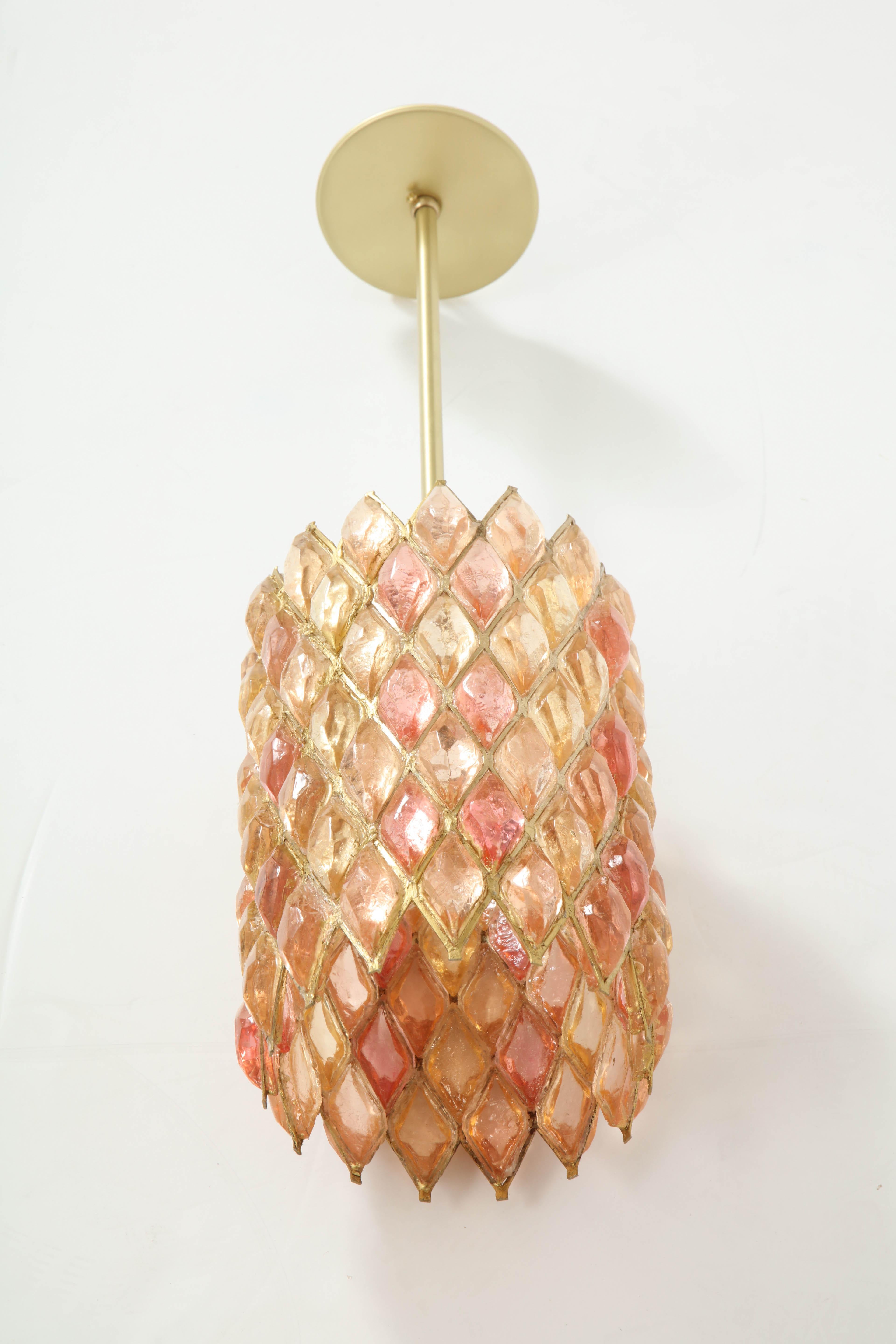 Faceted Melon Resin, Brass Pendant 4