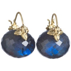 Gabrielle Sanchez Faceted Rondelle Labradorite 18 Karat Flyer Earrings