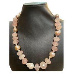 Faceted Rose Quartz and pink baroque pearls on offer from Lorraine’s Bijoux 