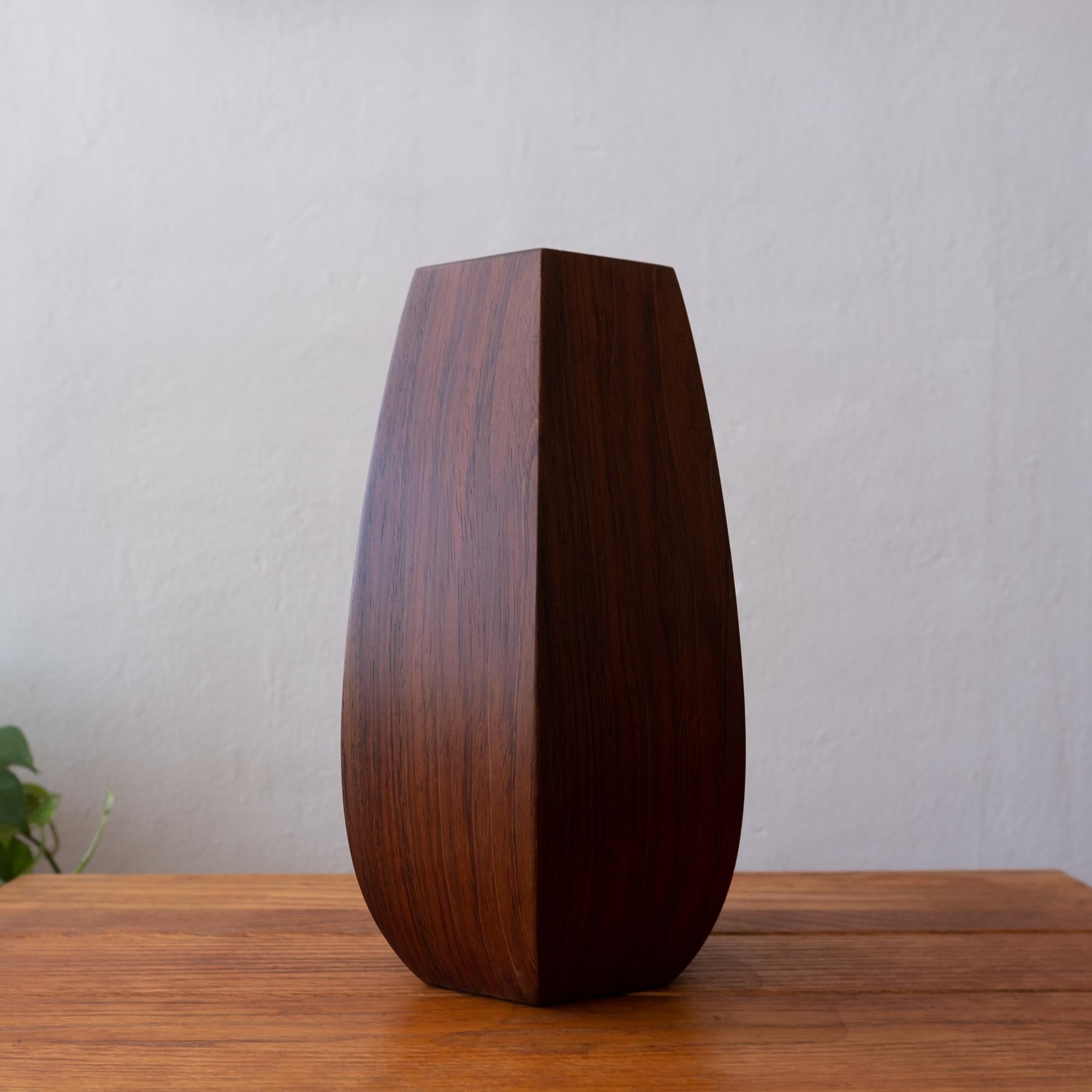 Mid-20th Century Faceted Rosewood Vase, Denmark