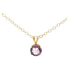 Faceted Round 9.5mm Light Purple Amethyst Pendant Necklace in 14K Yellow Gold