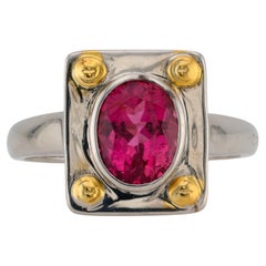 Faceted rubellite tourmaline silver ring, 2.5 cts