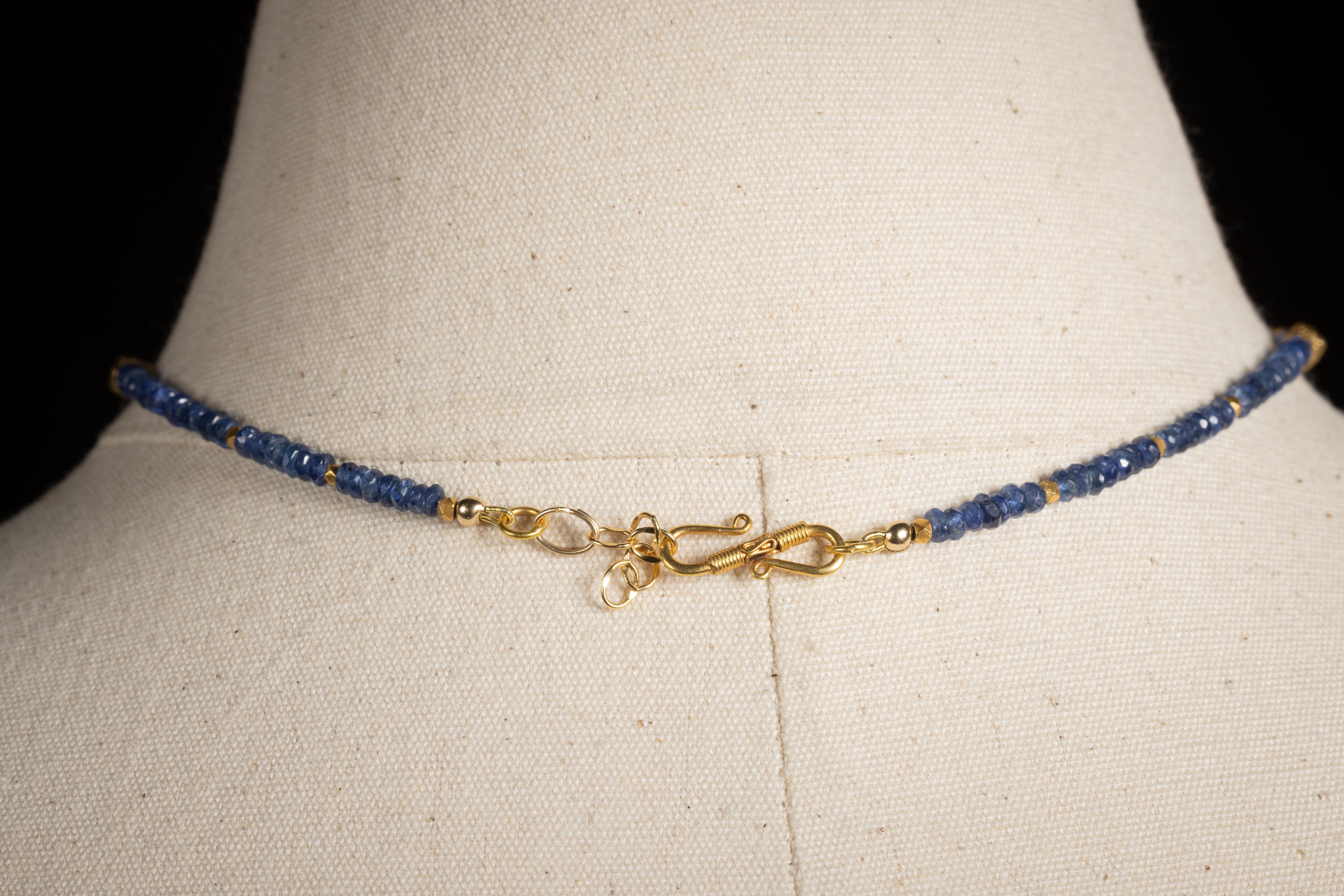 Faceted Sapphire and 22K Gold Necklace by Deborah Lockhart Phillips In Excellent Condition For Sale In Nantucket, MA