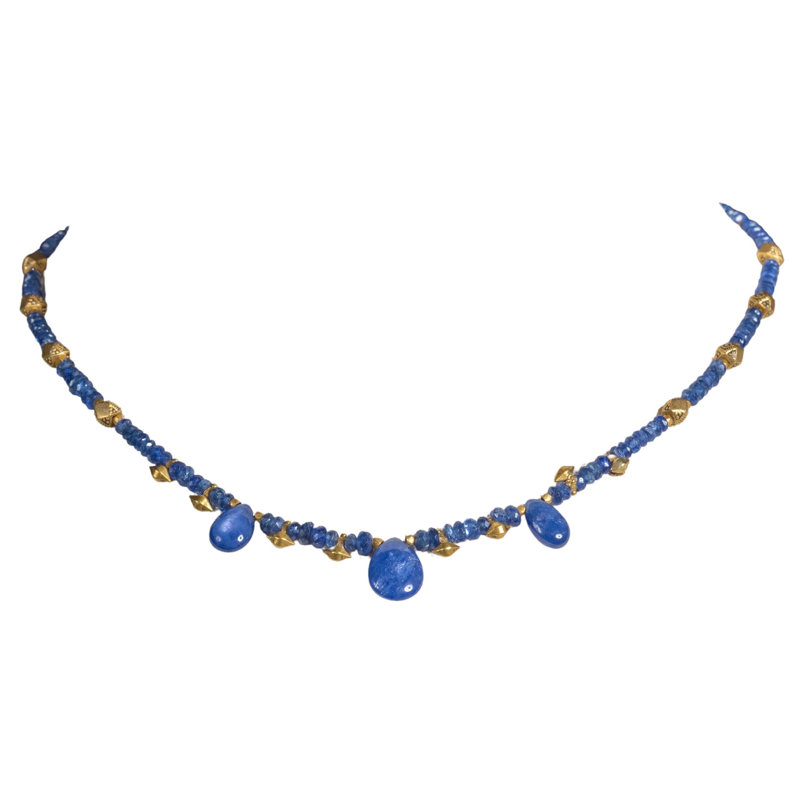 Faceted Sapphire and 22K Gold Necklace by Deborah Lockhart Phillips