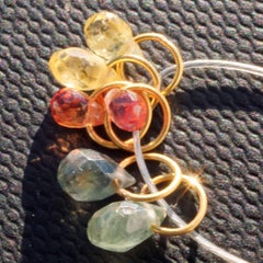 Faceted Sapphire Drops with 18 Kt Round Eyelet 1.88 Ct Mixed Colors Sooo Nice