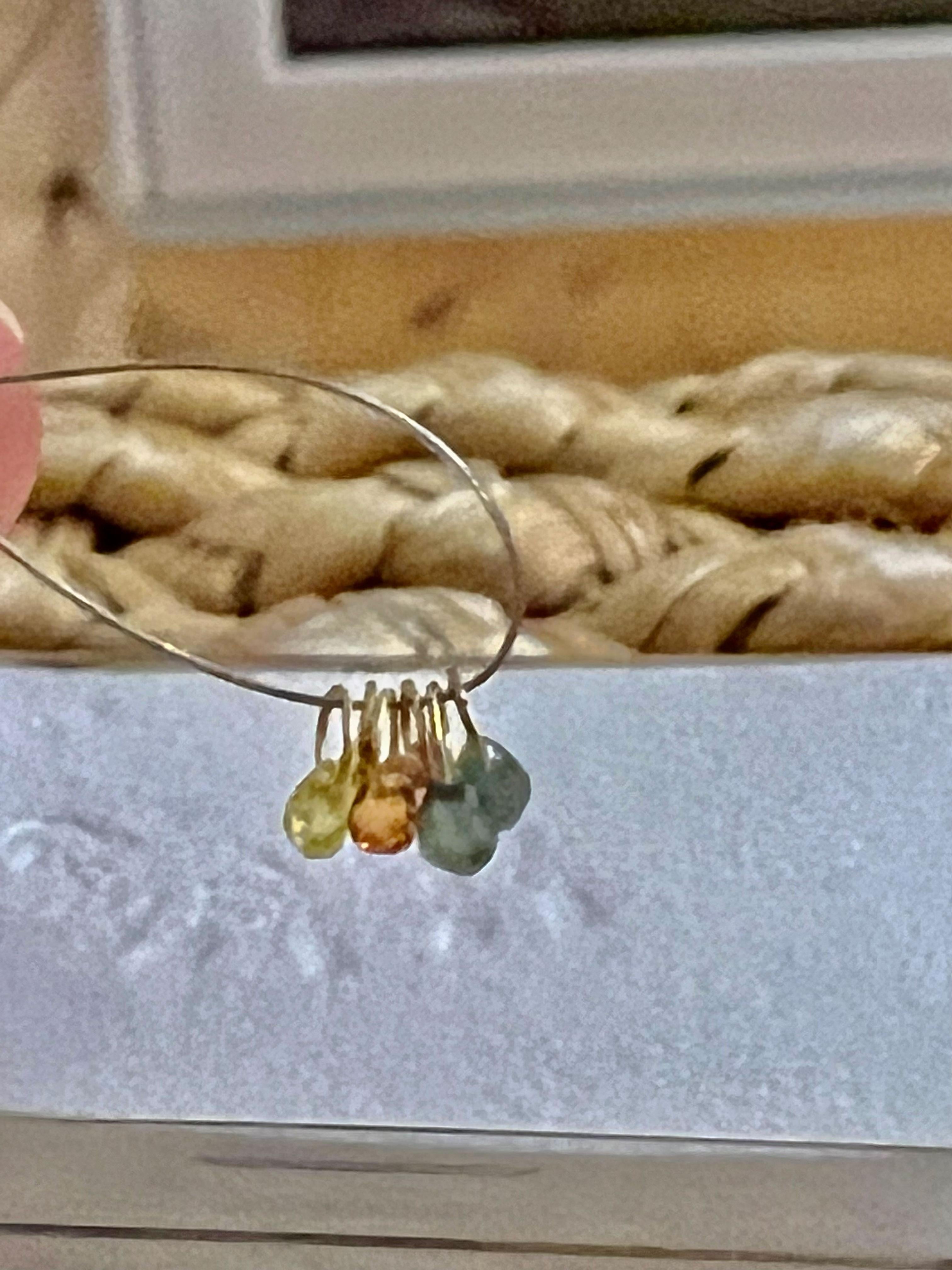 Briolette Cut Faceted Sapphire Drops with 18 Kt Round Eyelet 1.88 Ct Mixed Colors Sooo Nice For Sale
