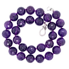 Faceted Siberian Amethyst 16mm Bead Necklace