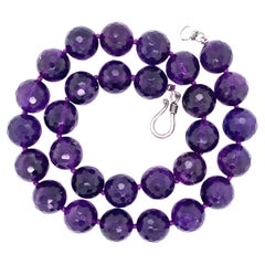 Facettierte sibirische Amethyst-Perlenkette, 16 mm