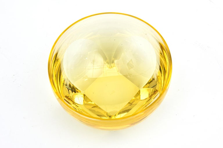 Faceted Signed Mozer Yellow Bowl Vintage Barware For Sale at 1stDibs