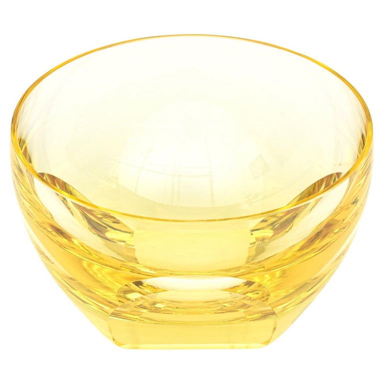 Faceted Signed Mozer Yellow Bowl Vintage Barware For Sale at 1stDibs
