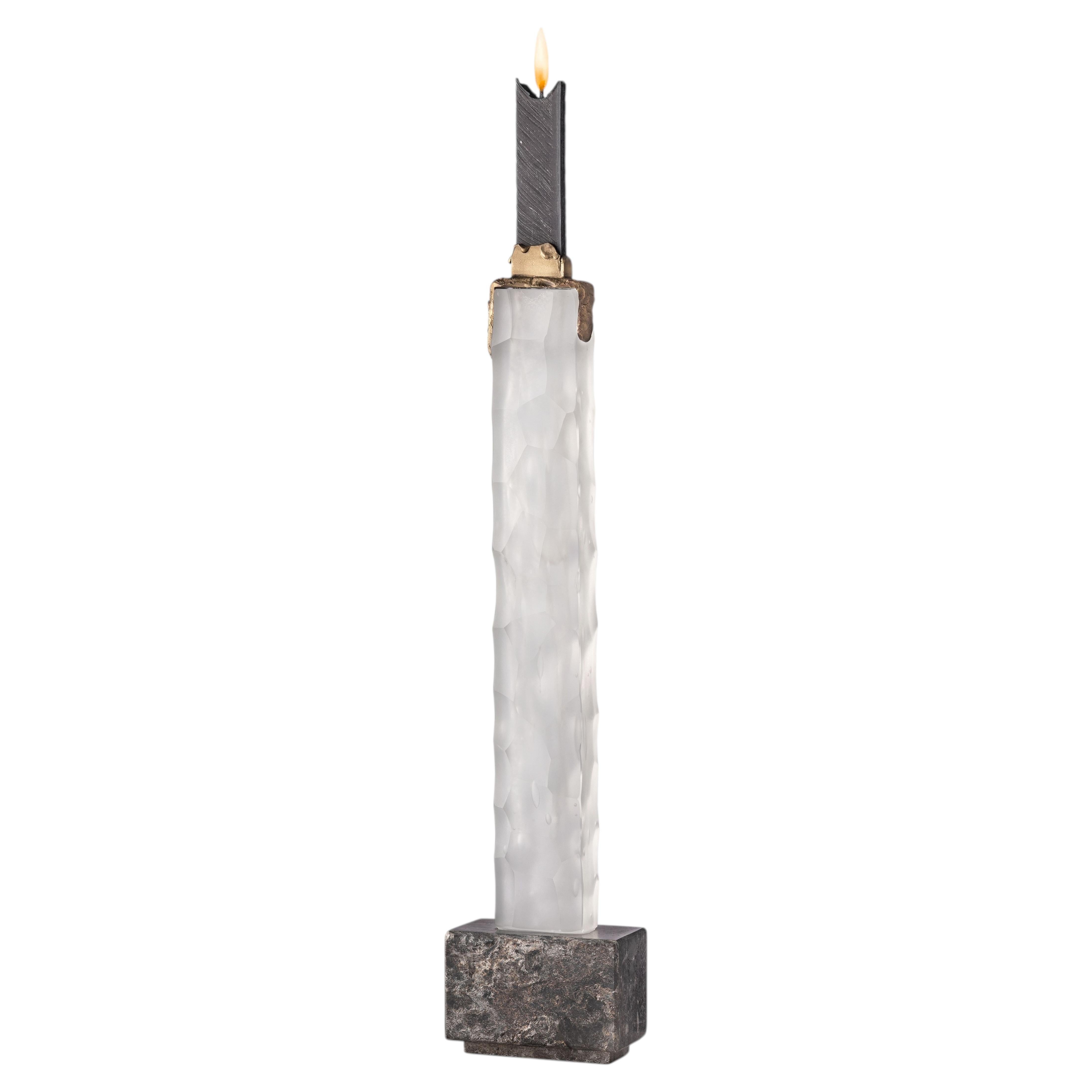 Faceted Skyline Black Candleholder by Aina Kari For Sale