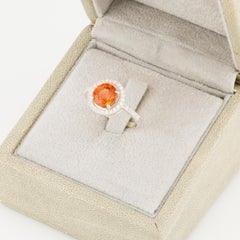 Faceted spessartite garnet silver ring