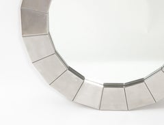Faceted Stainless Steel Round Mirror, France 1970's