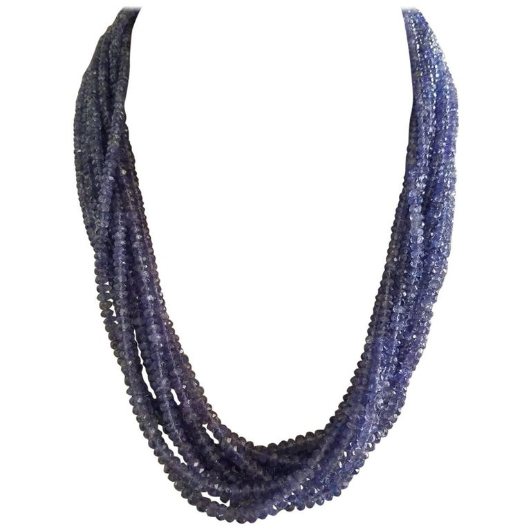 Faceted Tanzanite Beads MultiStrand Necklace For Sale at 1stDibs