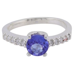 Faceted tanzanite silver ring, 6 size