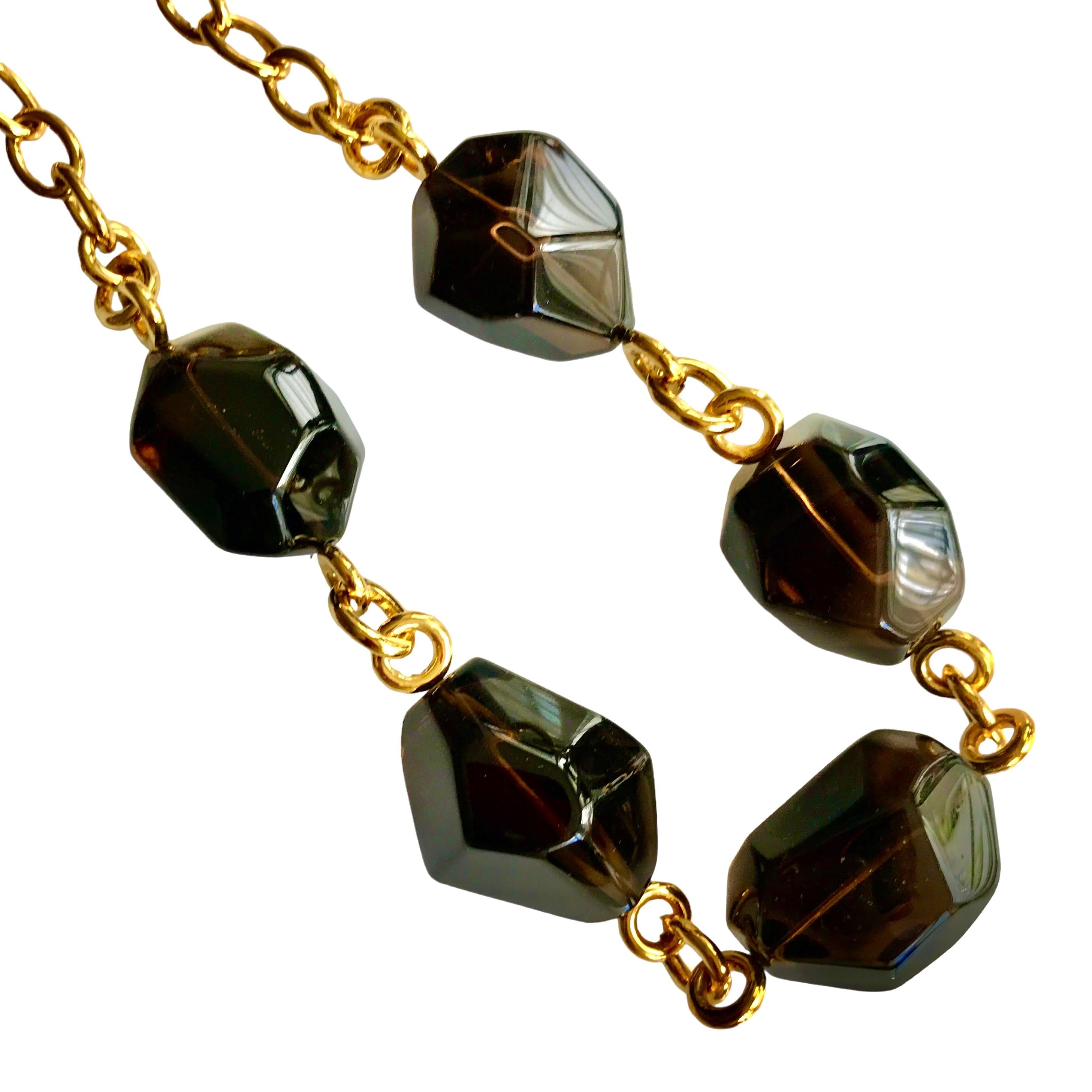 Faceted Tumbled Smokey Quartz 'Niscemi' Necklace In New Condition For Sale In London, GB