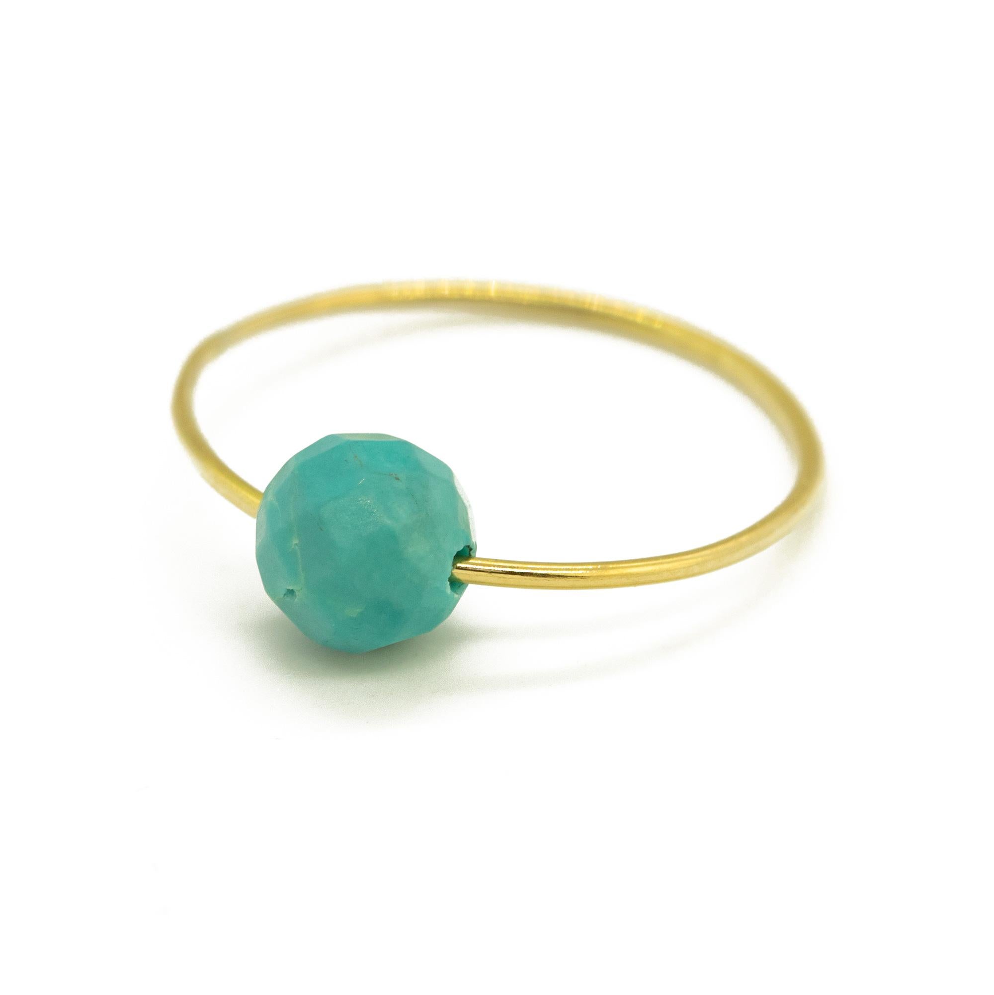 Bague à anneau Planet Boho Chic en or jaune 18 carats avec turquoise facettée Intini Jewels Neuf - En vente à Milano, IT