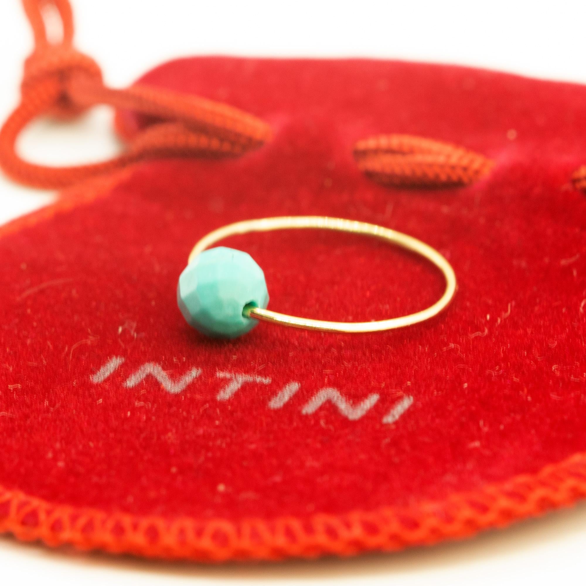 Bague à anneau Planet Boho Chic en or jaune 18 carats avec turquoise facettée Intini Jewels en vente 1