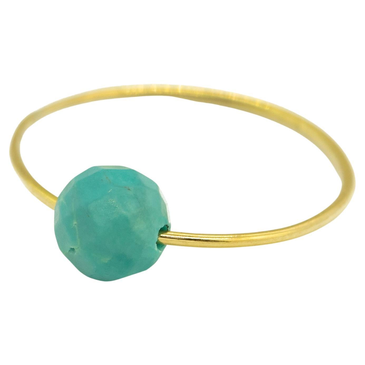 Bague à anneau Planet Boho Chic en or jaune 18 carats avec turquoise facettée Intini Jewels