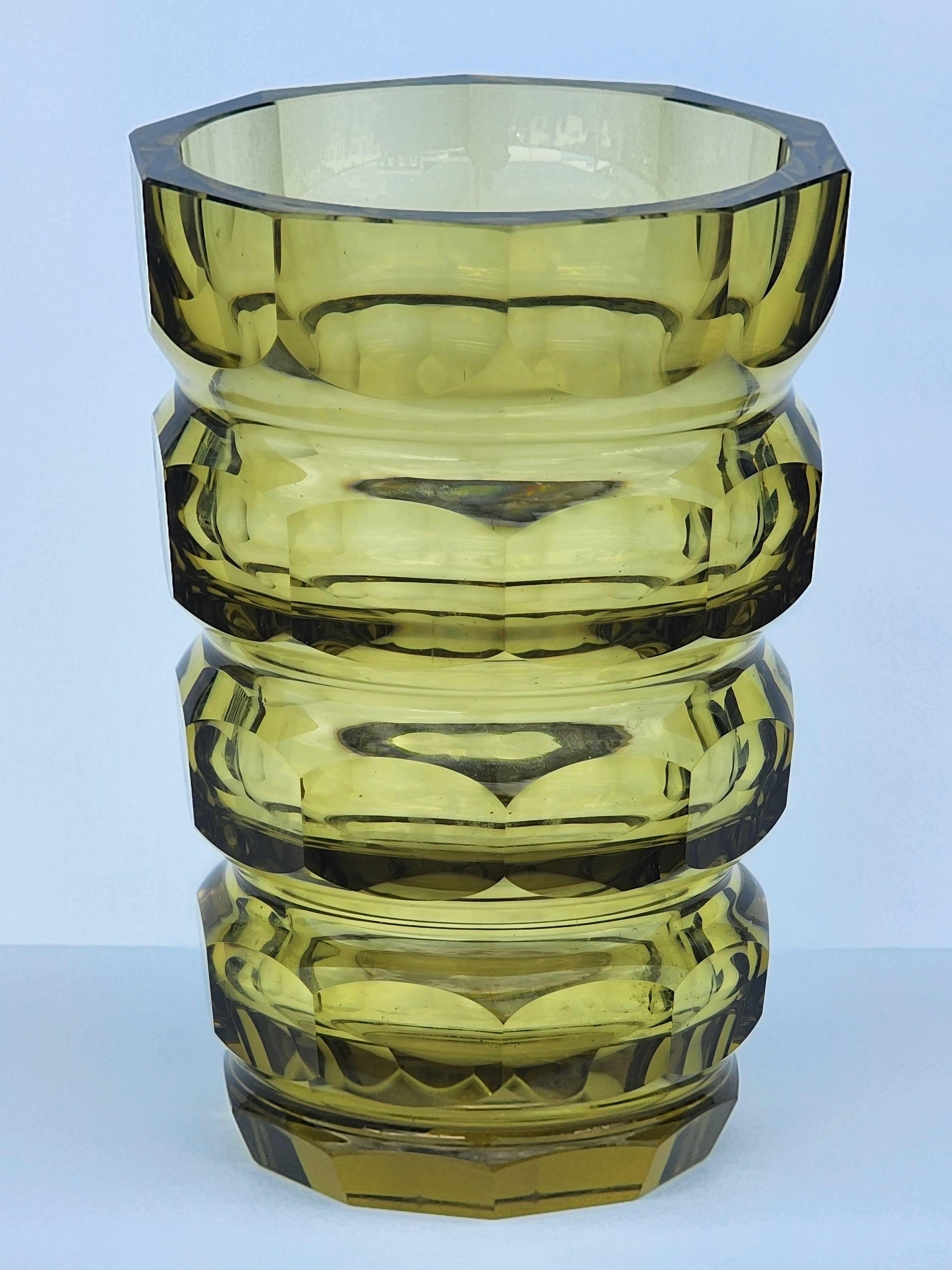 Faceted Vase by Moser in Citrine Crystal 4