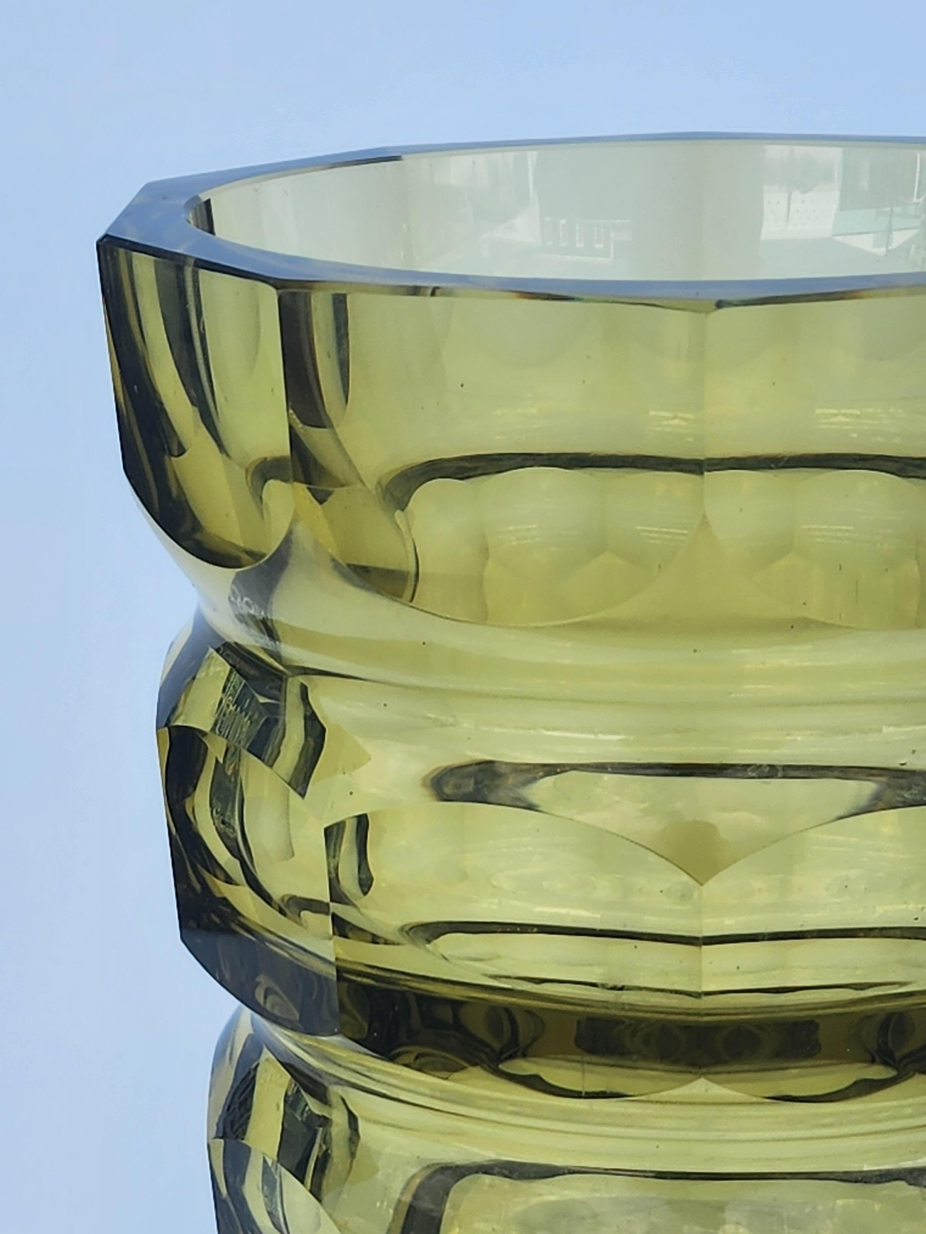 20th Century Faceted Vase by Moser in Citrine Crystal