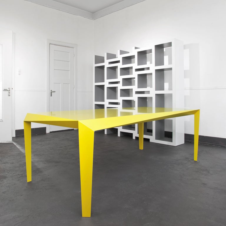 Minimalist Faceted Volt Table, 'Yellow' by Reinier de Jong For Sale