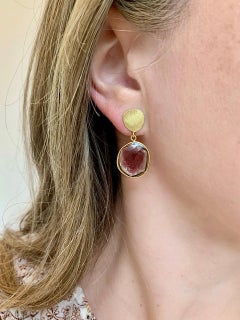 Faceted Watermelon Tourmaline Gold Petal Top Earrings, Barbara Heinrich 2024