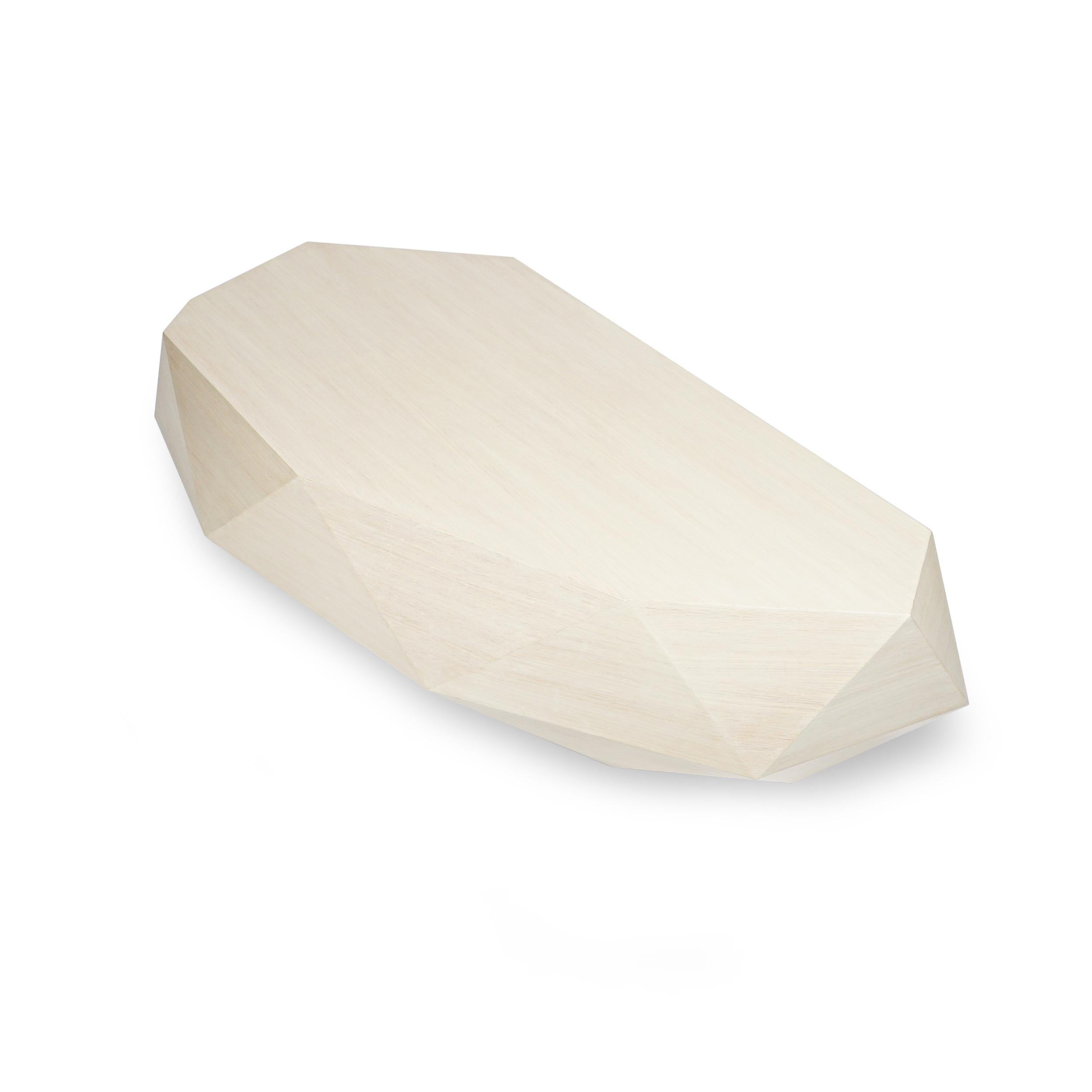 Table basse en placage de chêne blanc à facettes en vente 5