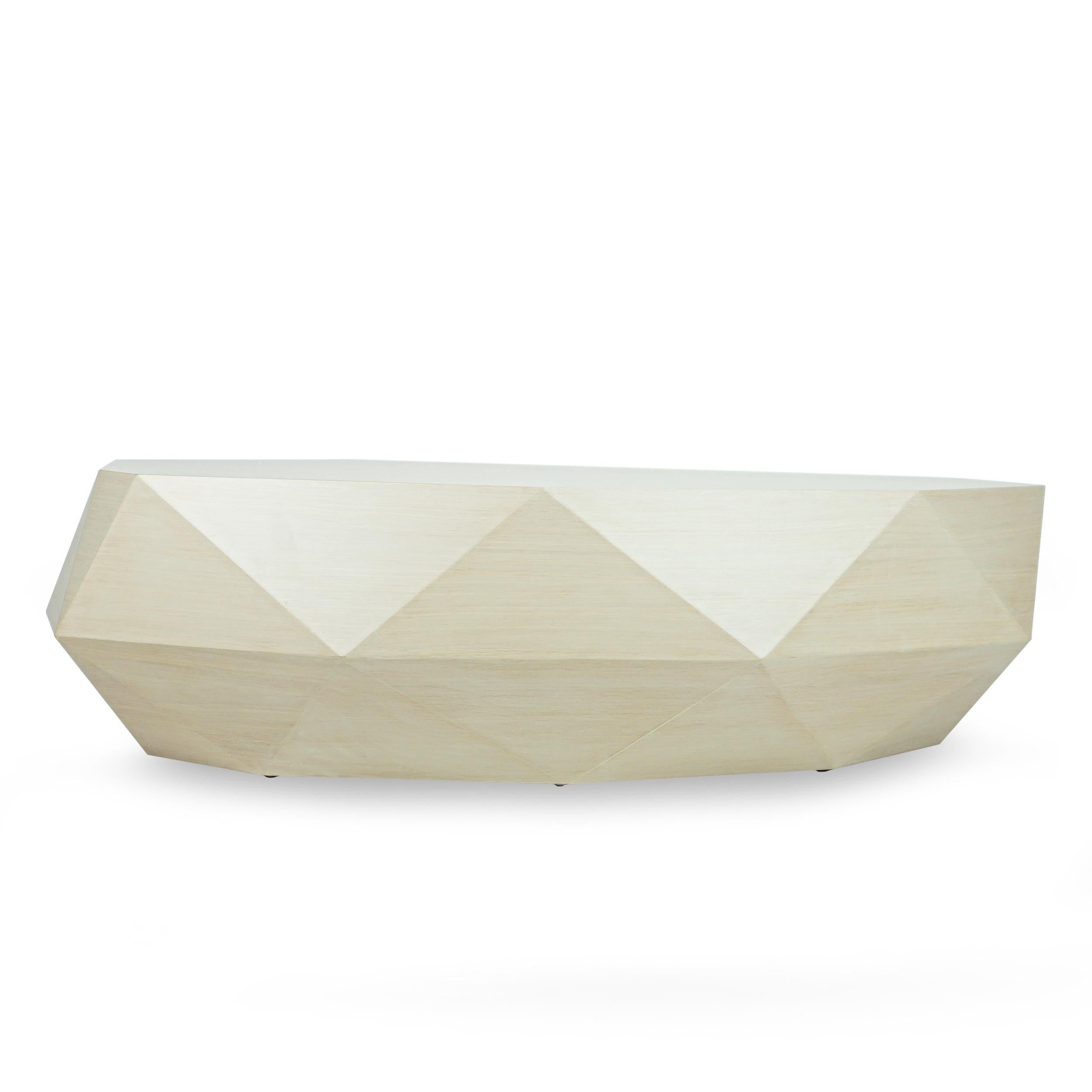 Faceted White Oak Veneer Coffee Table For Sale 7