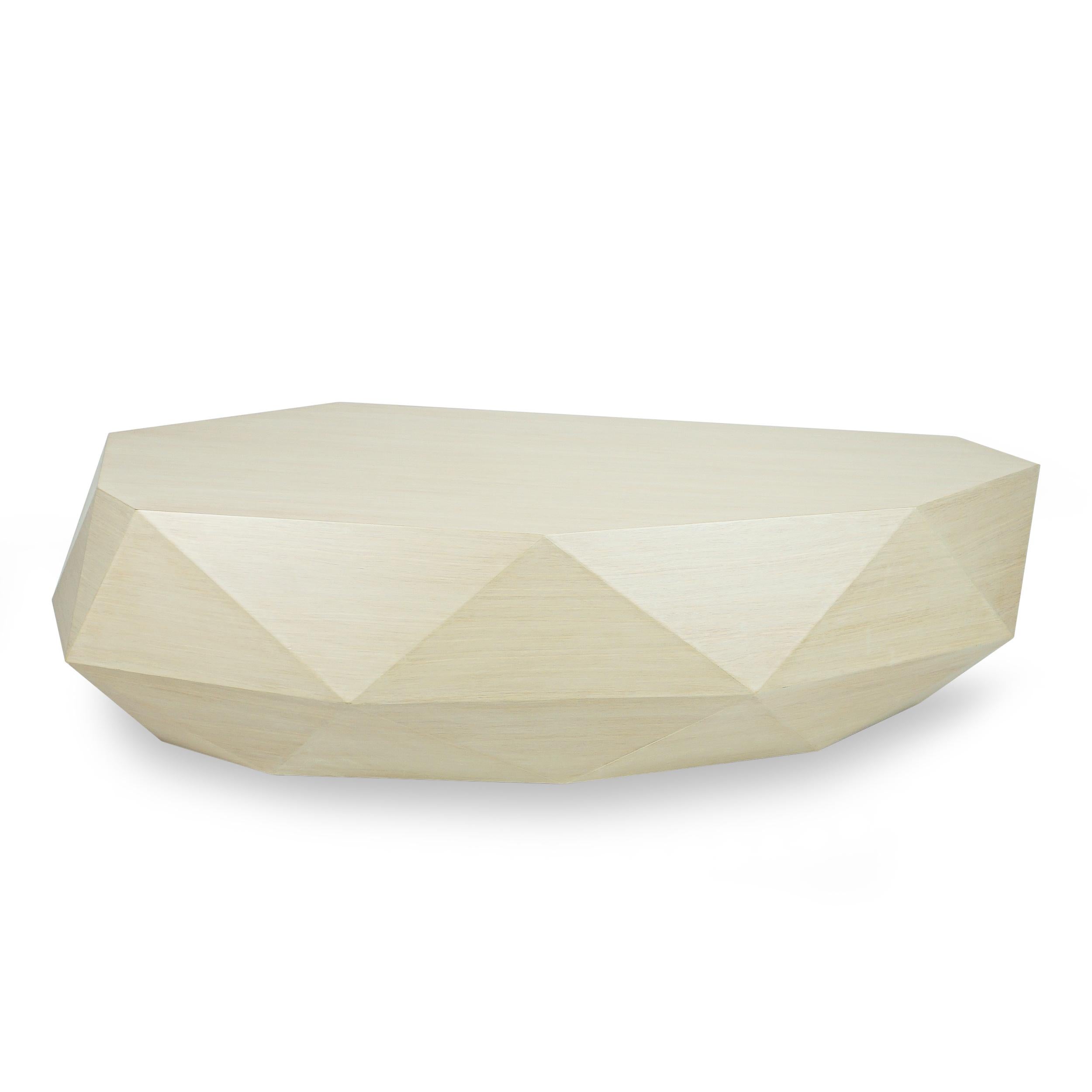 Faceted White Oak Veneer Coffee Table For Sale 8