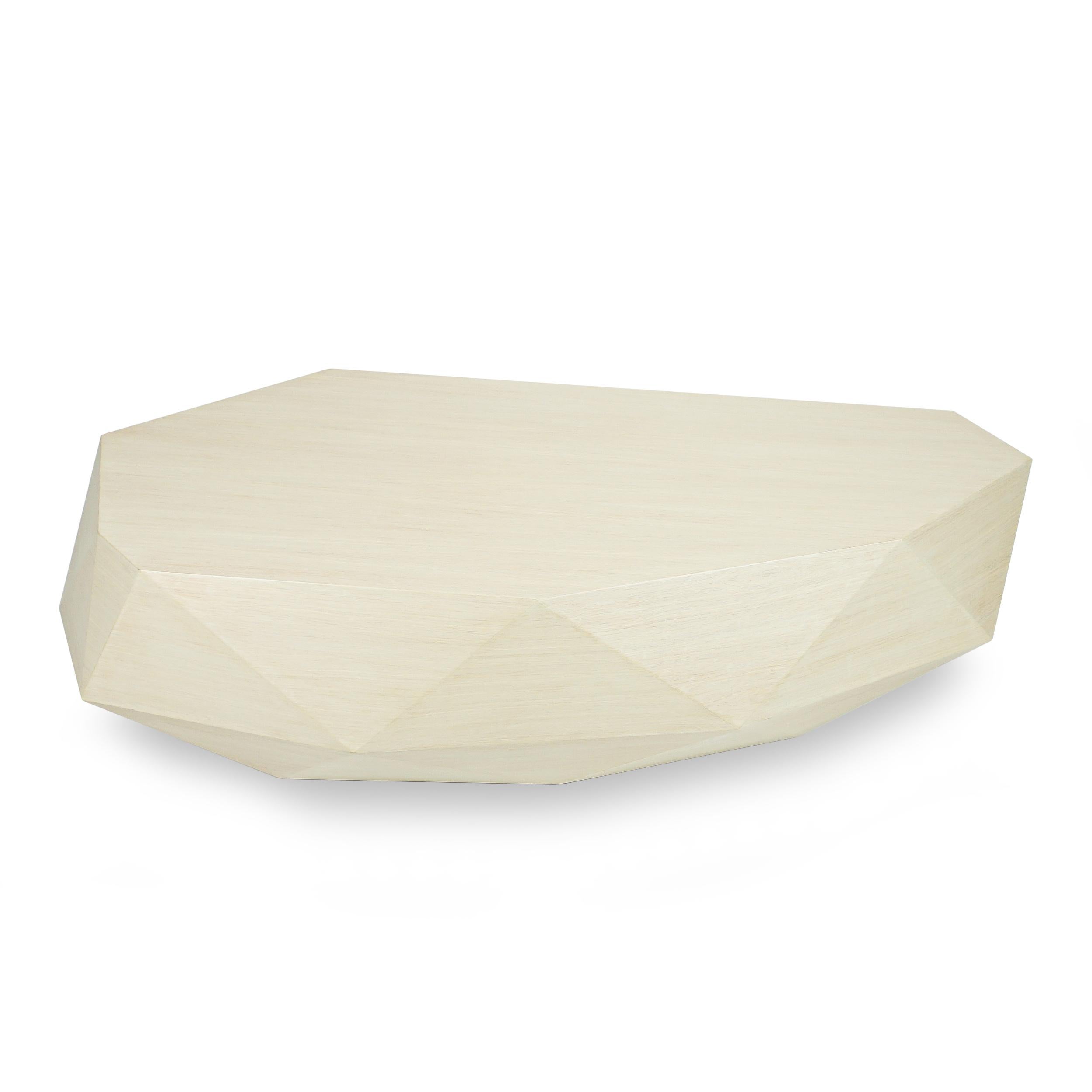 Faceted White Oak Veneer Coffee Table For Sale 9